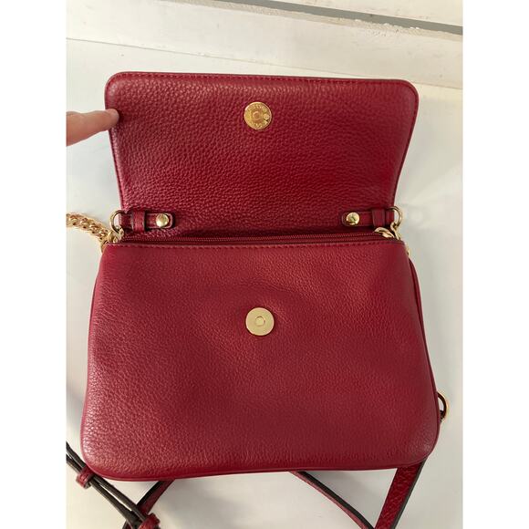 MICHAEL KORS, SMALL RED PEBBLED LEATHER CROSSBODY BAG - Picture 9 of 16